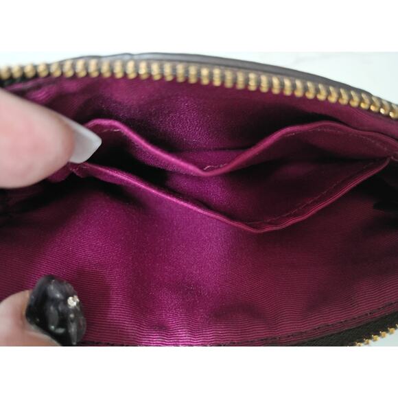 COACH Dark Brown/Hot Pink Signature Logo Zip Wristlet - Picture 3 of 6
